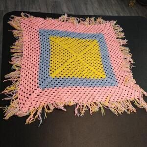 Baby Granny Square Afghan Blanket Pink, Blue, & Yellow